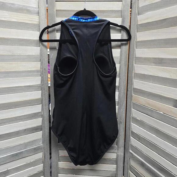 High Neck Zip-Front One Piece Swimsuit | Aqua Green | Large - Picture 4 of 9